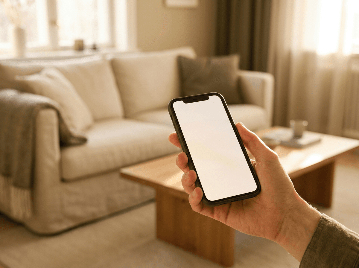 herofoto: iPhone in hand, warm licht