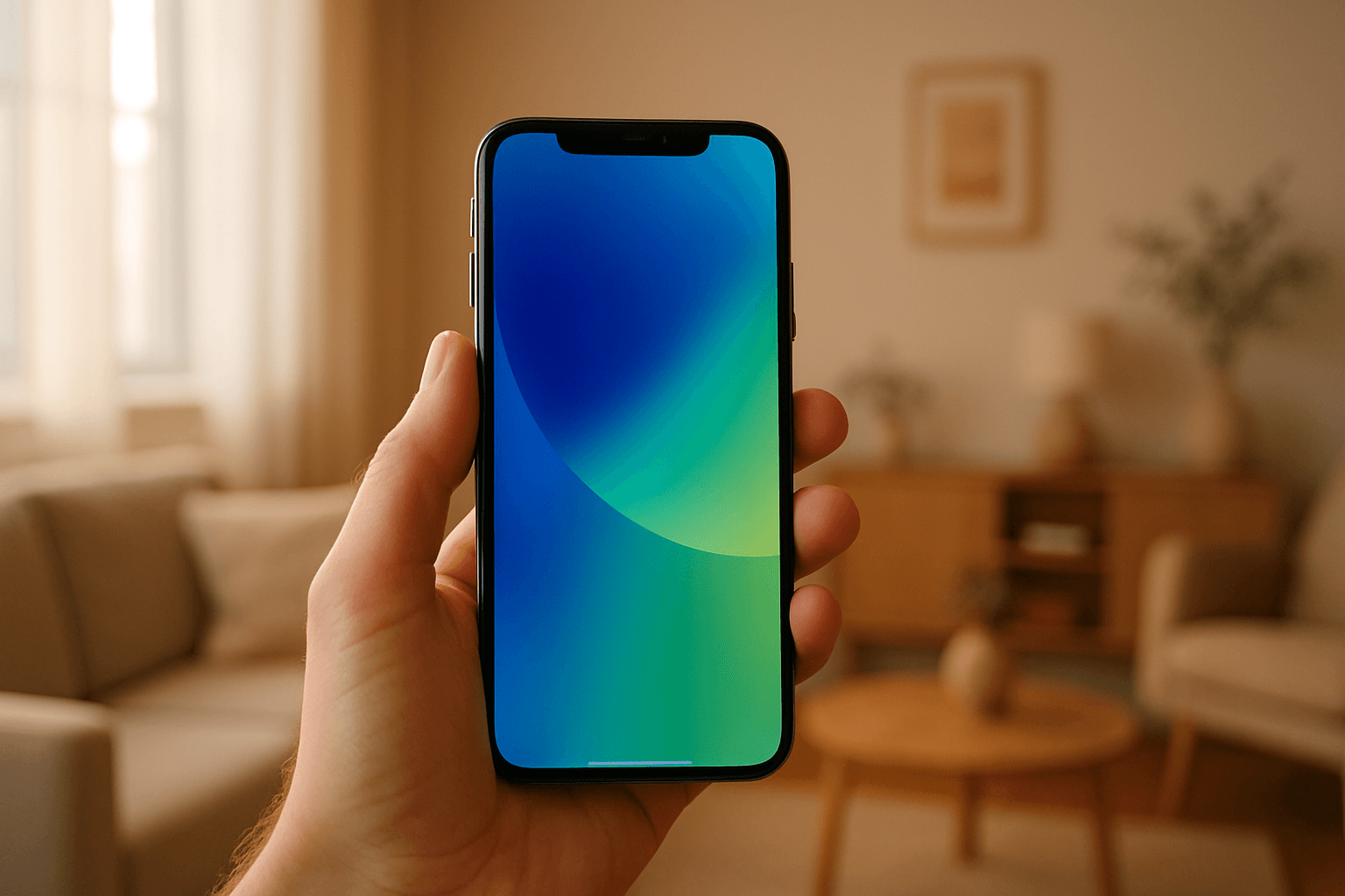 herofoto: iPhone in hand, warm licht